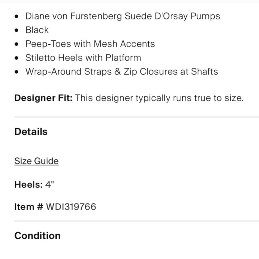 Nib Diane Von Furstenberg Suede D'Orsay Black and Gold Heels with Stiletto Sz 9M - Picture 11 of 11